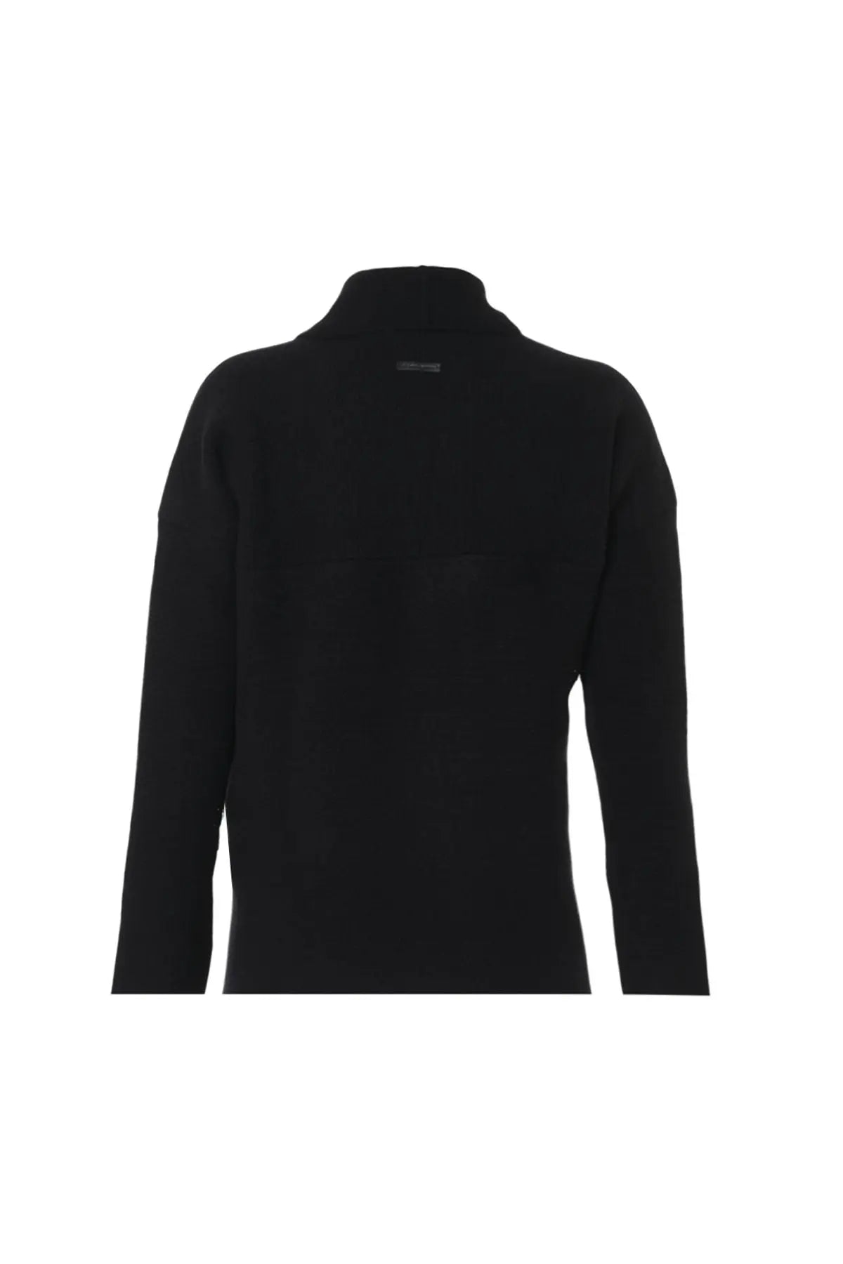 Siyah Fabiana Yün Ribana Detaylı Şal Yaka Uzun Kollu Kadın Hırka Silk and Cashmere