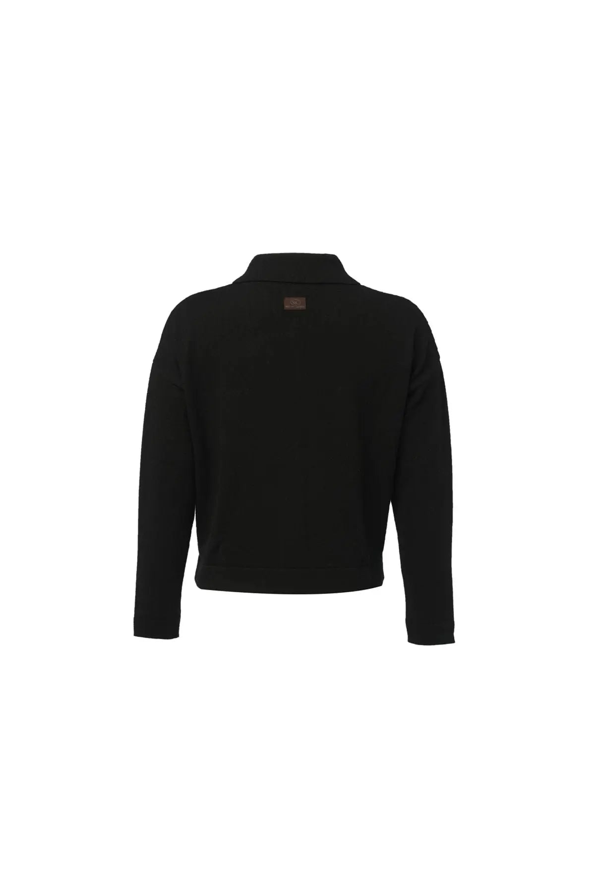 Siyah Geri Dönüştürülmüş Kaşmir ve Merinos Yün Karışımlı Reloved Kadın Gömlek Hırka Silk and Cashmere