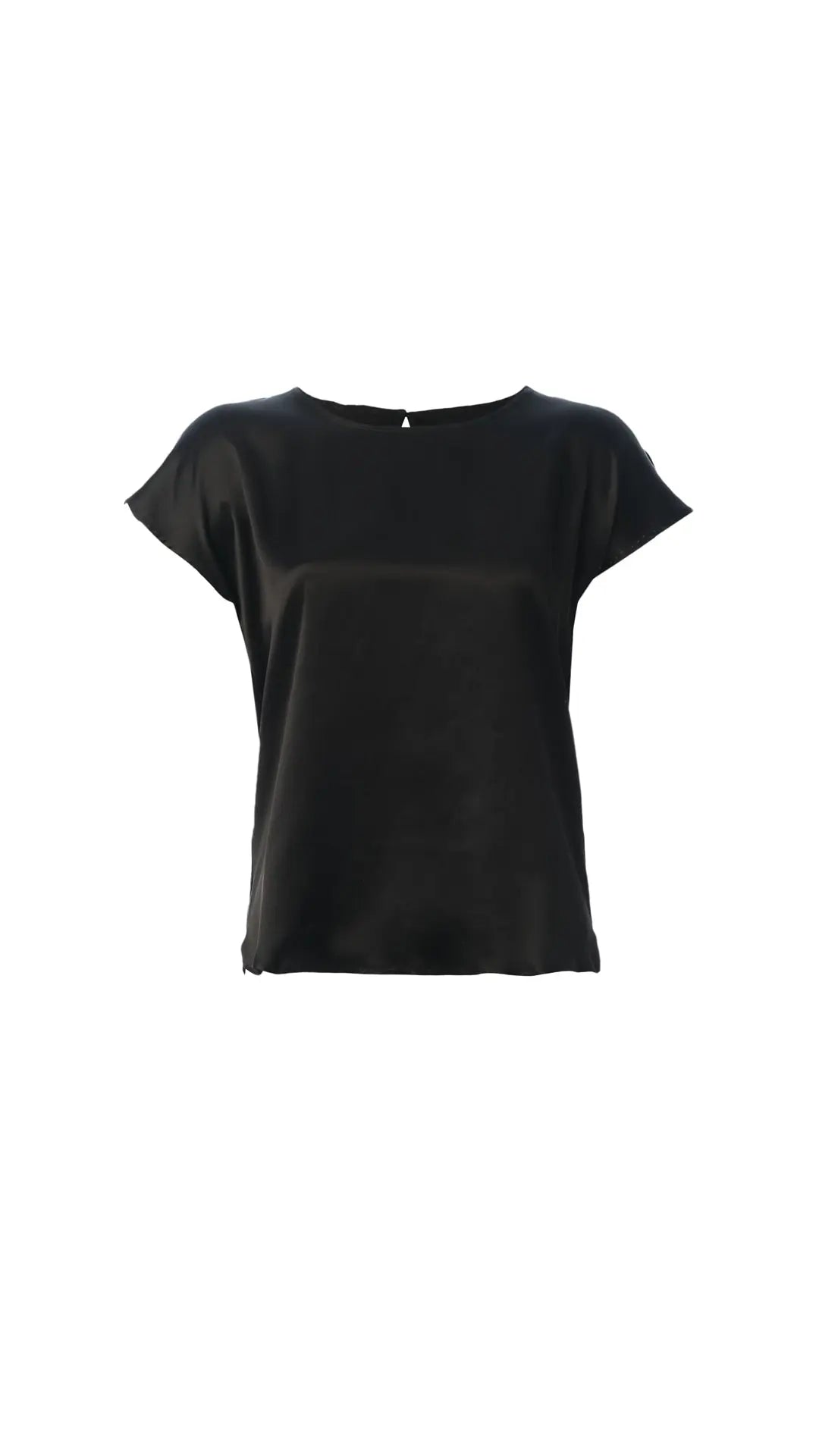 Siyah İpek Karışımlı Monica Yuvarlak Yaka Kısa Kollu Bluz Silk and Cashmere