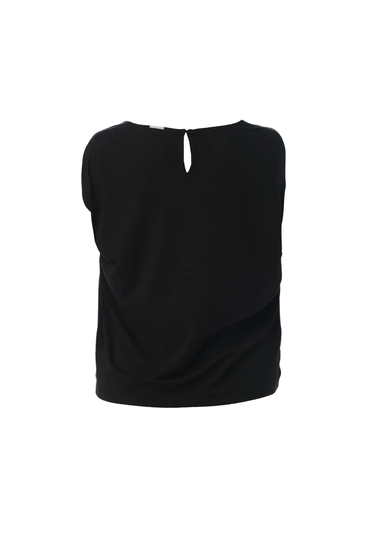 Siyah İpek Karışımlı Monica Yuvarlak Yaka Kısa Kollu Bluz Silk and Cashmere