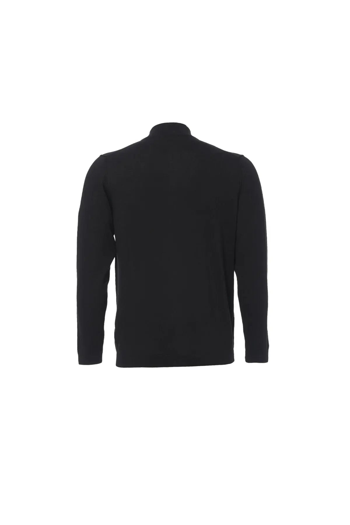 Siyah İpek Pamuk Quentin Uzun Kollu Yarım Balıkçı Yaka Erkek Hırka Silk and Cashmere