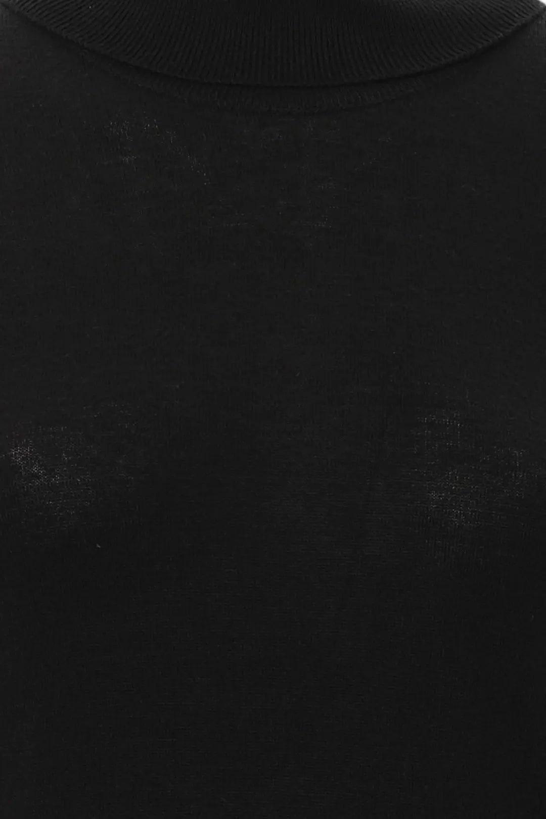 Siyah İpek ve Kaşmir Aleyna Balıkçı Yaka Kısa Kollu Kadın Triko Silk and Cashmere