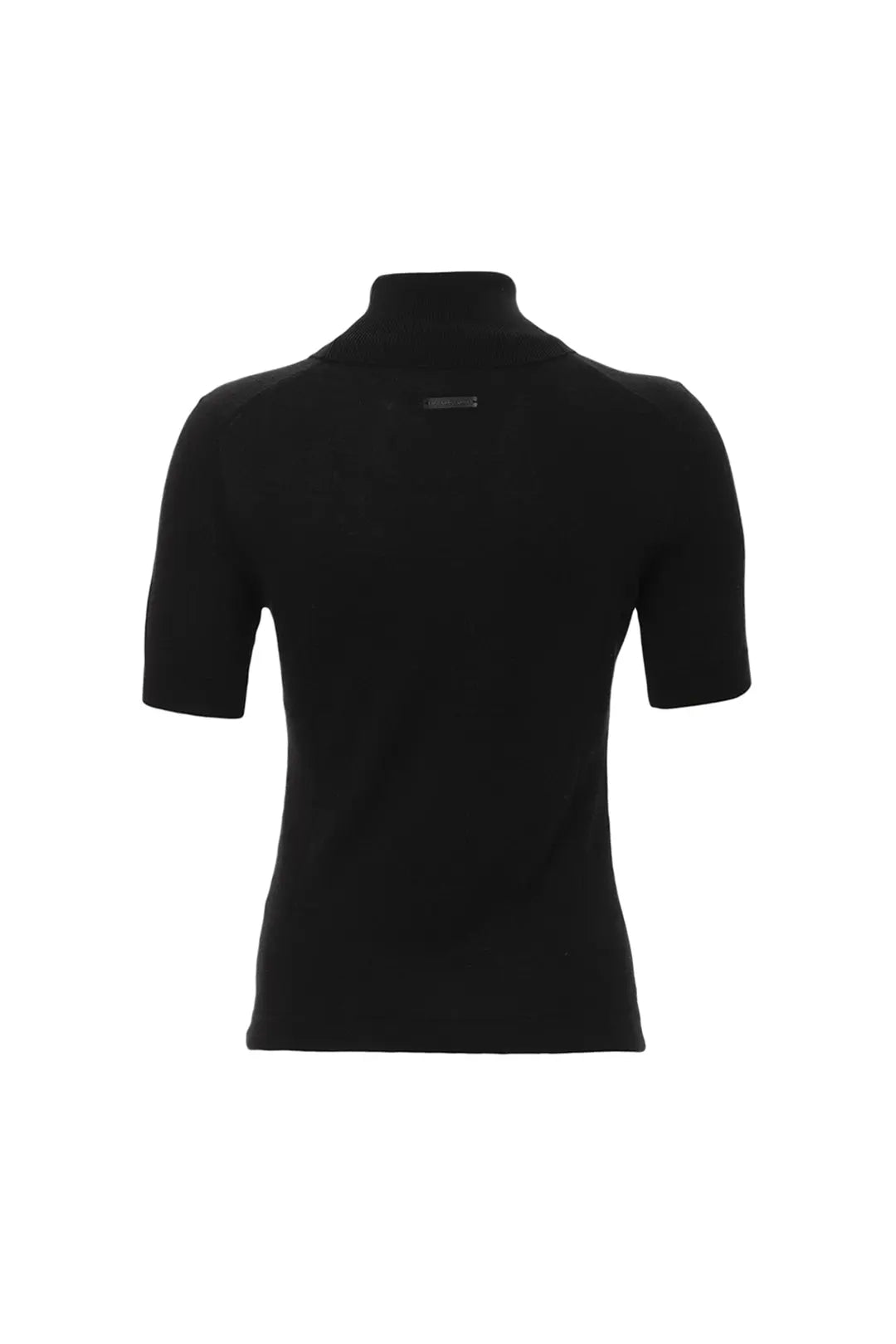 Siyah İpek ve Kaşmir Aleyna Balıkçı Yaka Kısa Kollu Kadın Triko Silk and Cashmere