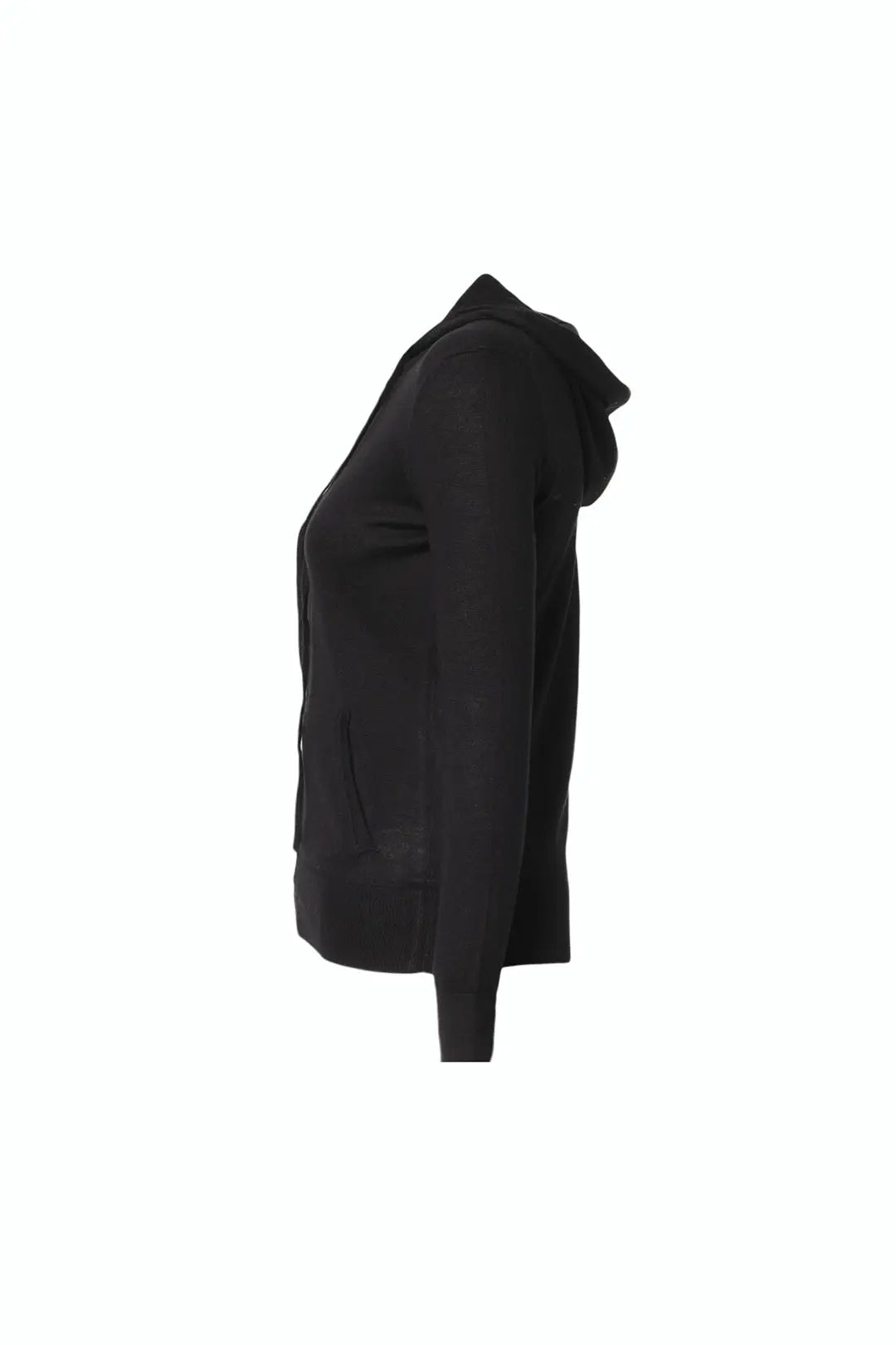 Siyah İpek ve Kaşmir Aleyna Kapüşonlu Uzun Kollu Kadın Hırka Silk and Cashmere