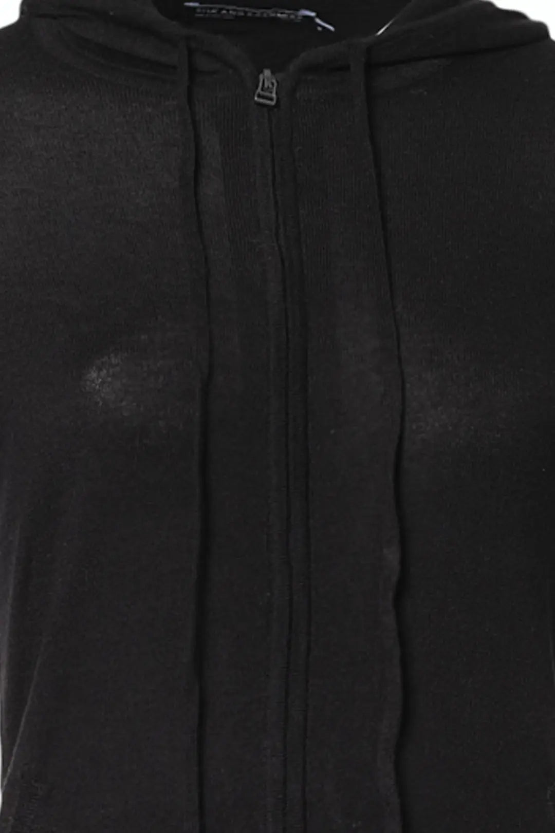 Siyah İpek ve Kaşmir Aleyna Kapüşonlu Uzun Kollu Kadın Hırka Silk and Cashmere