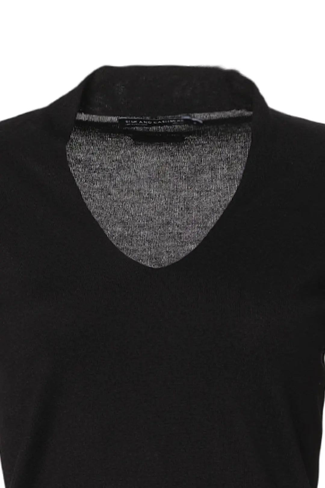 Siyah İpek ve Kaşmir Aleyna V Yaka Uzun Kollu Kadın Triko Silk and Cashmere