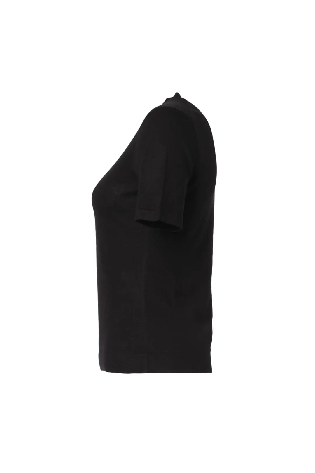 Siyah İpek ve Kaşmir Aleyna Yuvarlak Yaka Kısa Kollu Kadın Triko Silk and Cashmere