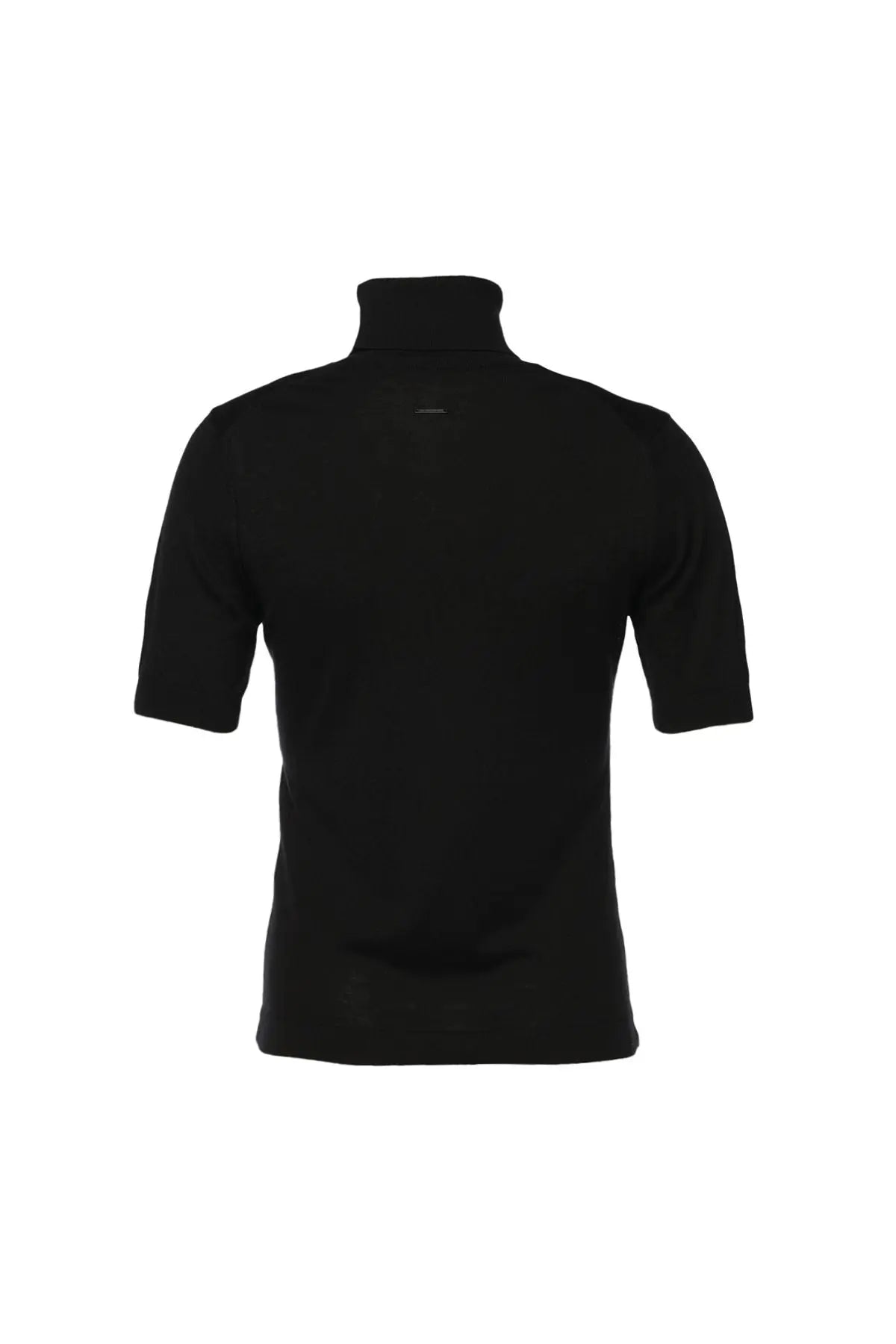 Siyah İpek ve Kaşmir Balıkçı Yaka Kısa Kollu Aleyna Triko Silk and Cashmere