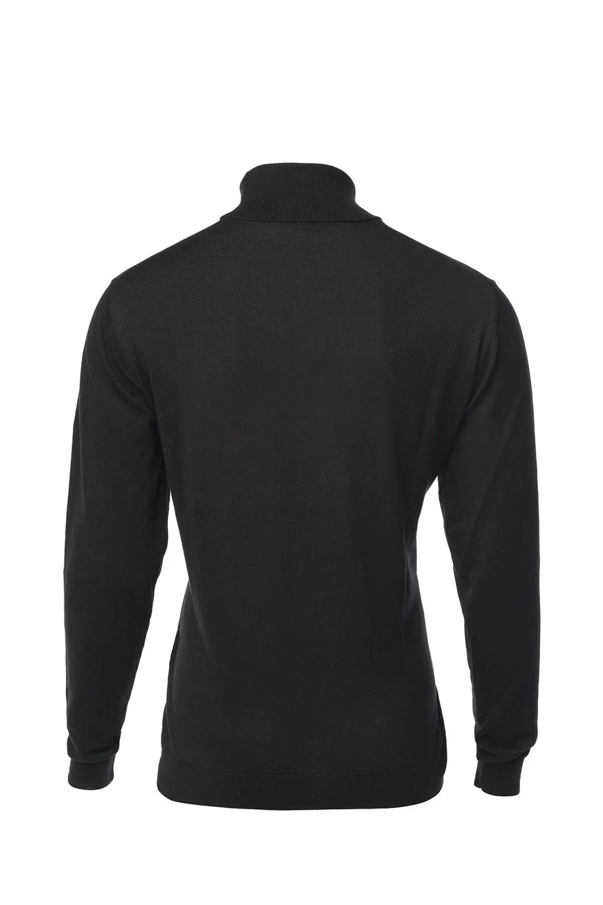 Siyah İpek ve Kaşmir Balıkçı Yaka Uzun Kollu Utku Erkek Triko Silk and Cashmere