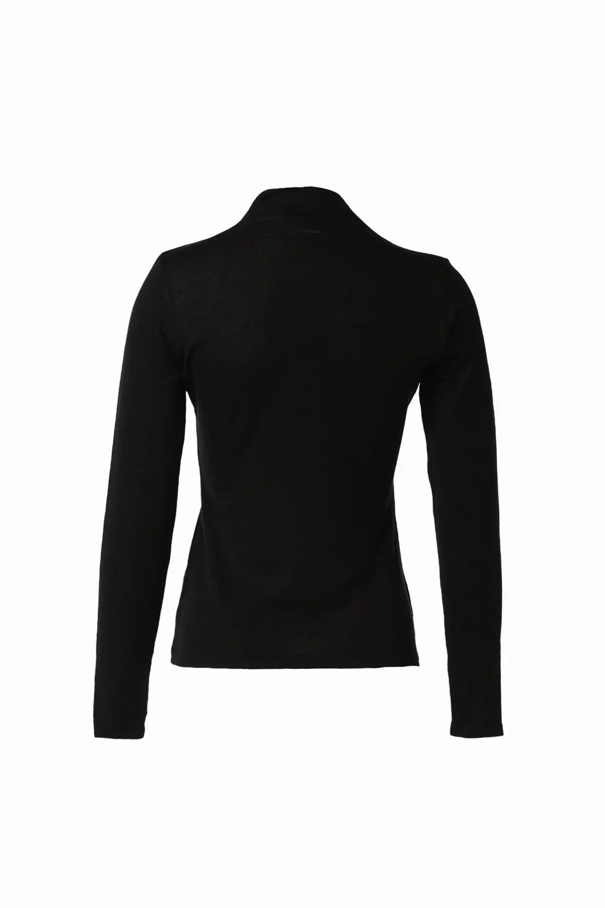 Siyah İpek ve Kaşmir Derin V Yaka Uzun Kollu Aleyna Triko Silk and Cashmere