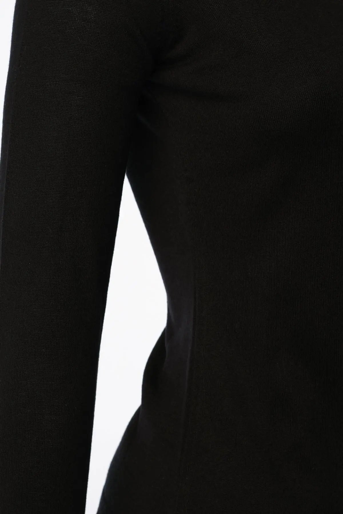 Siyah İpek ve Kaşmir Derin V Yaka Uzun Kollu Aleyna Triko Silk and Cashmere