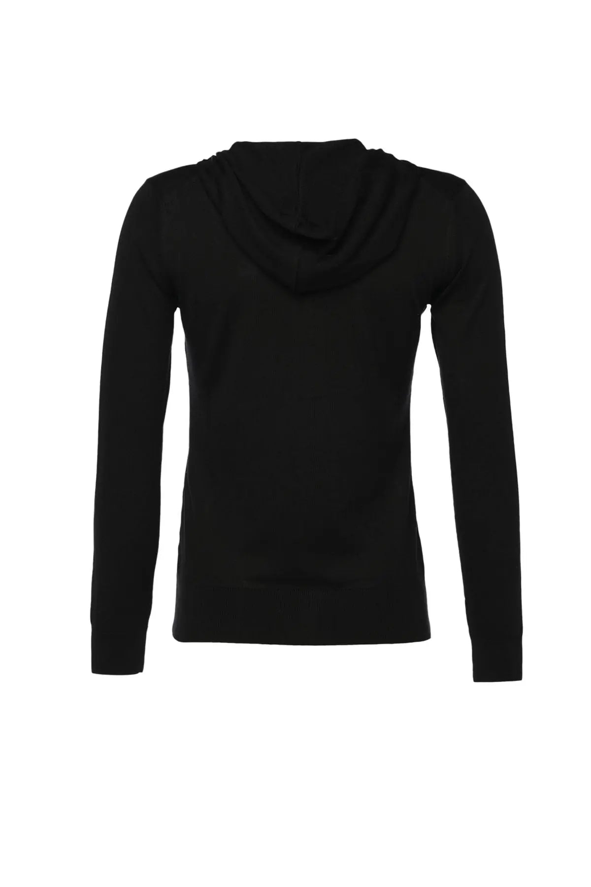 Siyah İpek ve Kaşmir Kapüşonlu Uzun Kollu Aleyna Hırka Silk and Cashmere