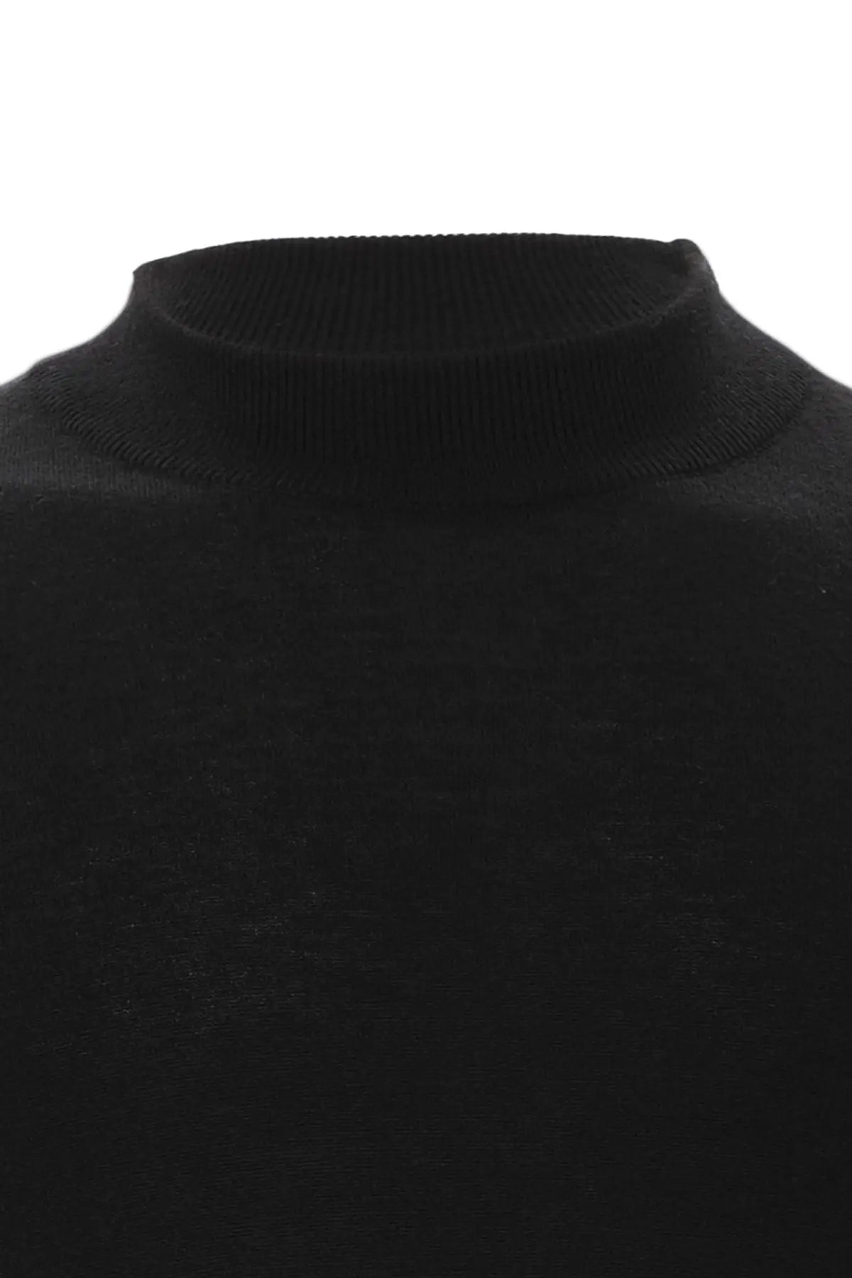 Siyah İpek ve Kaşmir Utku Yarım Balıkçı Yaka Uzun Kollu Erkek Triko Silk and Cashmere