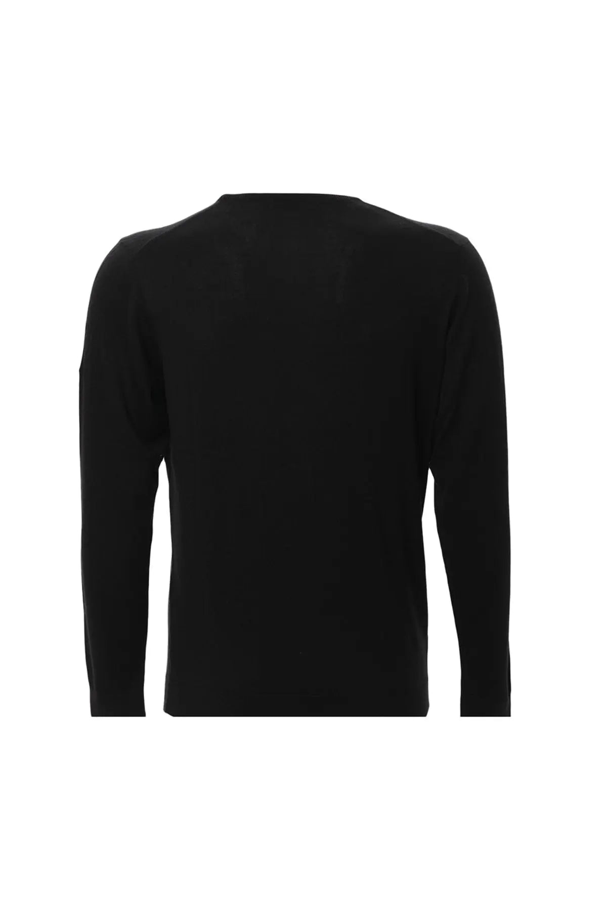 Siyah İpek ve Kaşmir Yuvarlak Yaka Uzun Kollu Utku Erkek Triko Silk and Cashmere