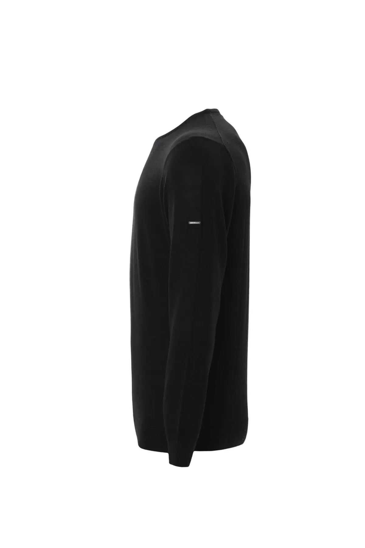 Siyah İpek ve Kaşmir Yuvarlak Yaka Uzun Kollu Utku Erkek Triko Silk and Cashmere