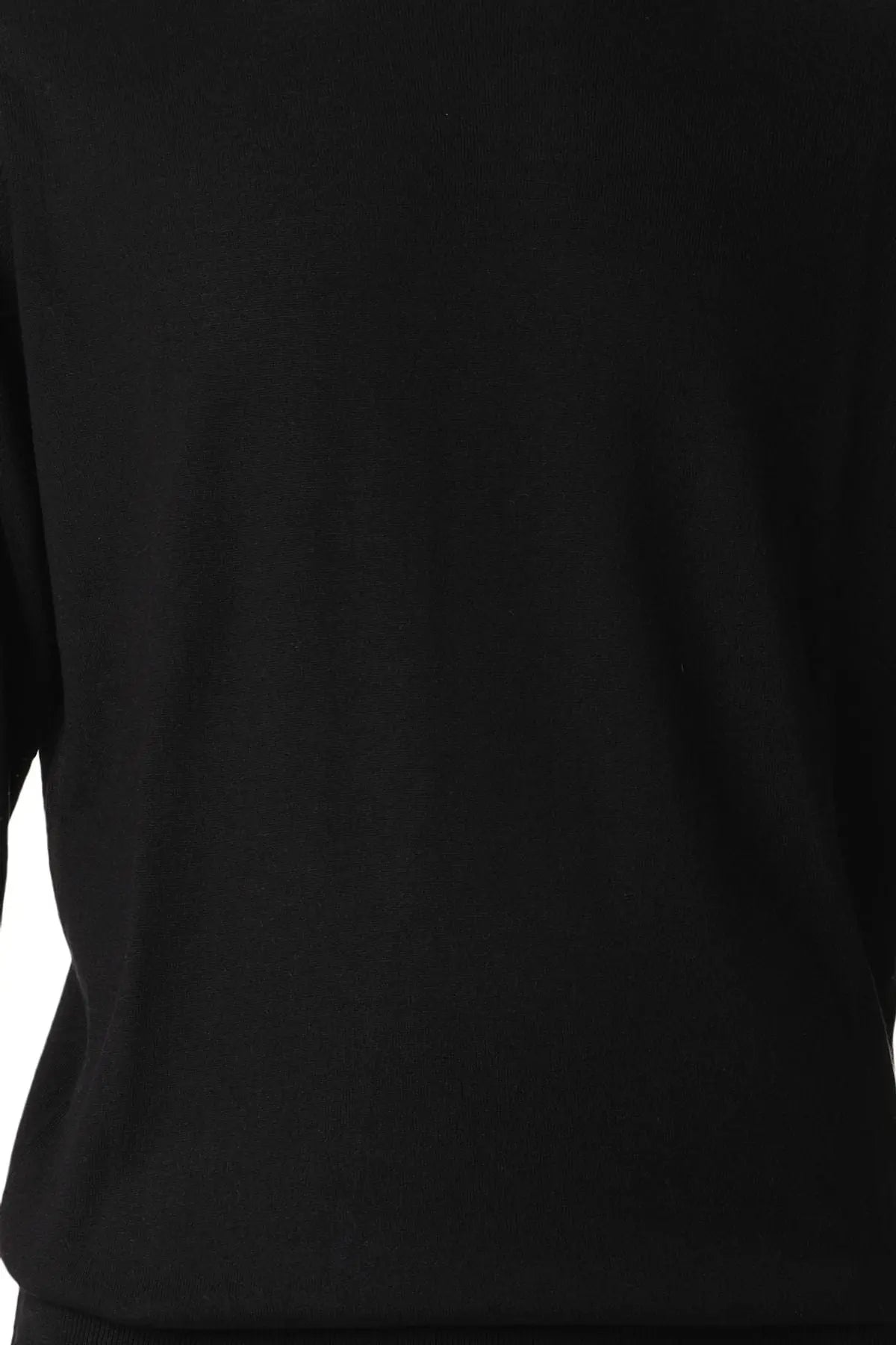 Siyah İpek ve Kaşmir Yuvarlak Yaka Uzun Kollu Utku Erkek Triko Silk and Cashmere