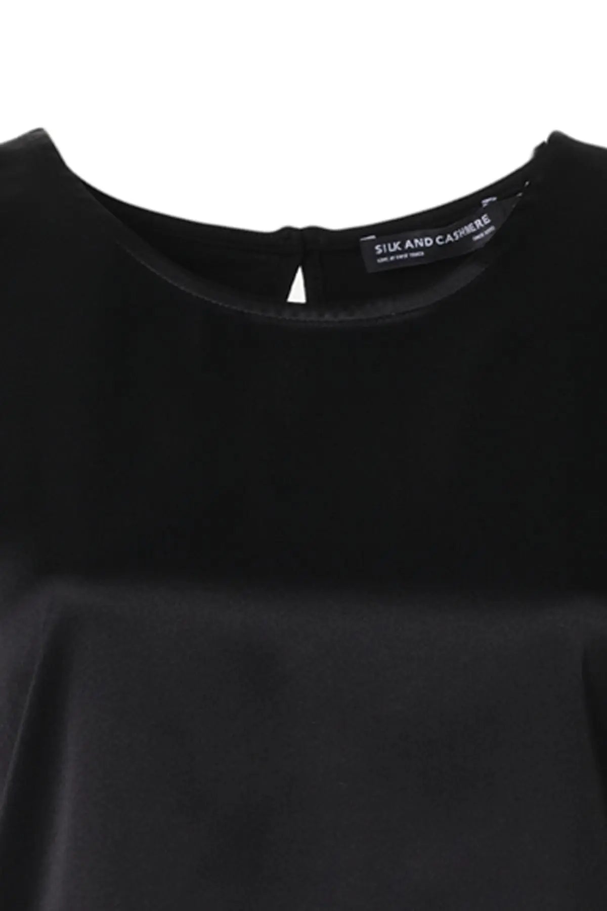 Siyah İpekli Monica Yuvarlak Yaka Kısa Kollu Bluz Silk and Cashmere