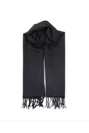 Siyah İpekli Salma Şal 70 x 180 cm Silk and Cashmere