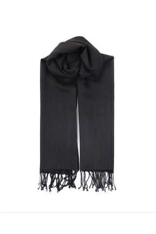 Siyah İpekli Salma Şal 70 x 180 cm Silk and Cashmere