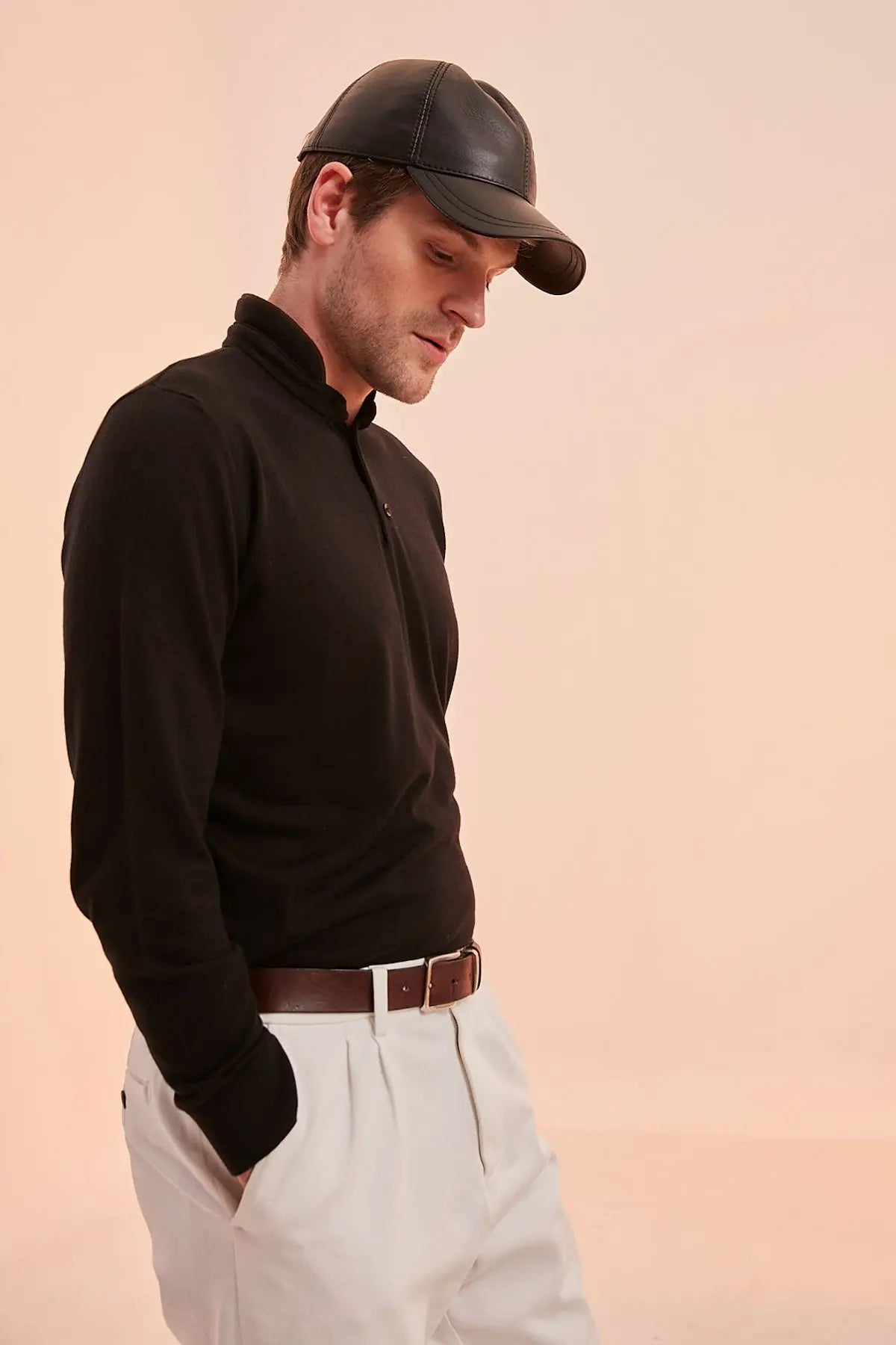 Siyah Kaşmir İpek Suni Suet Detaylı Aristo Hakim Yaka Erkek Triko Silk and Cashmere