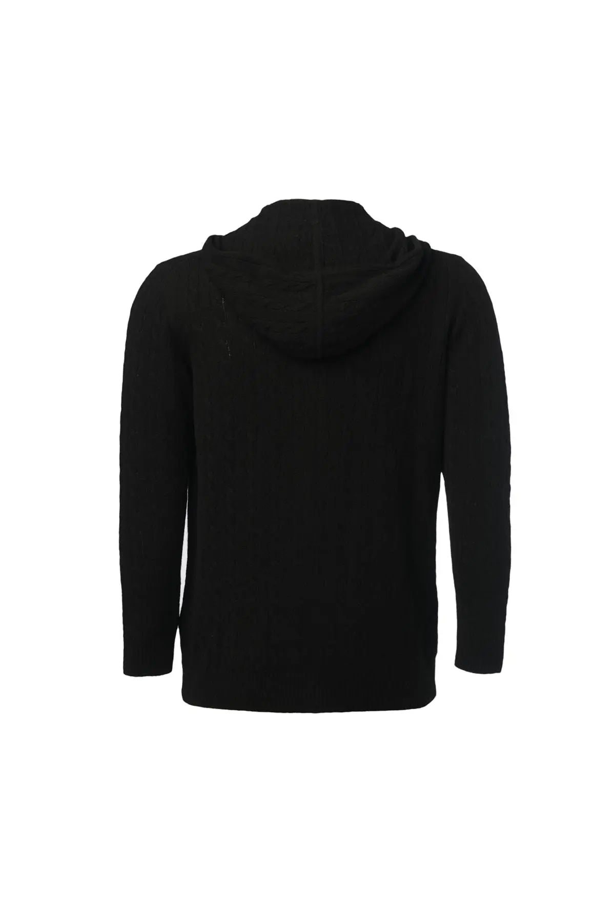 Siyah Kaşmirli Amerigo Kapüşonlu Fermuarlı Hırka Silk and Cashmere