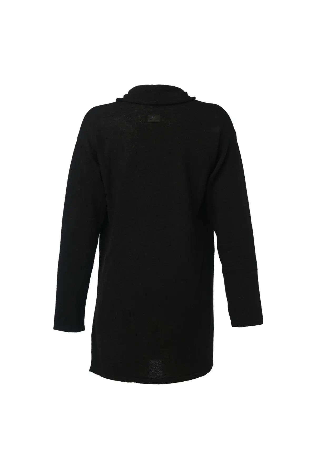 Siyah Kempten Saf Kaşmir Şal Yaka Uzun Kollu Kadın Hırka Silk and Cashmere