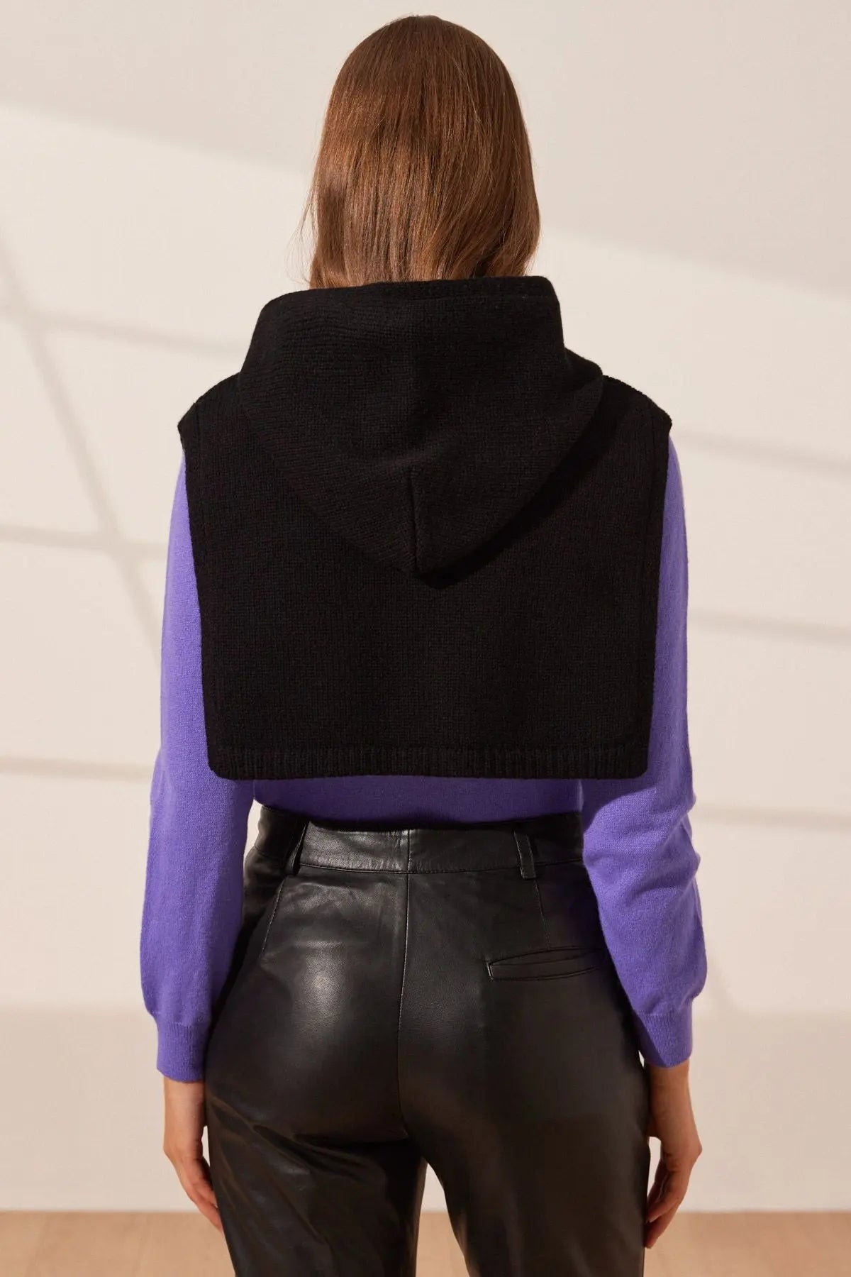 Siyah Lucia Yün Kaşmir Kapüşon Silk and Cashmere