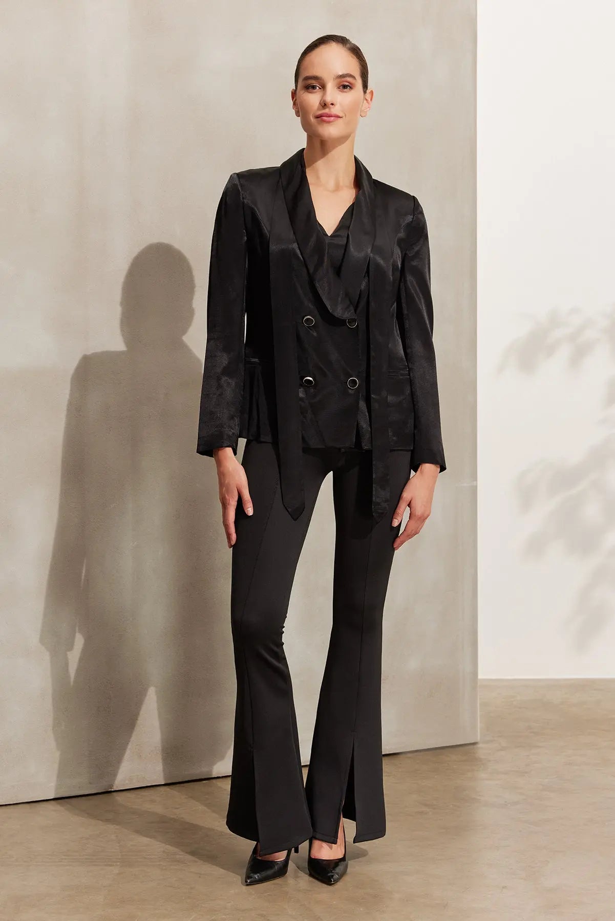 Siyah Matilda pek Ceket Silk and Cashmere