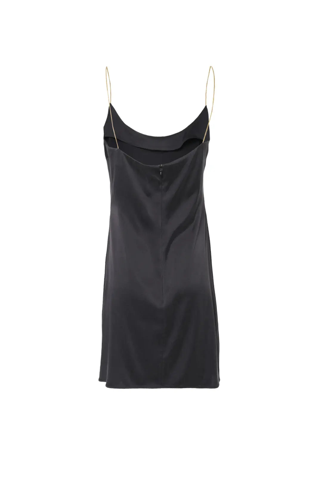 Siyah Saf İpek Flow Kısa Zincir Askılı Abiye Elbise Silk and Cashmere