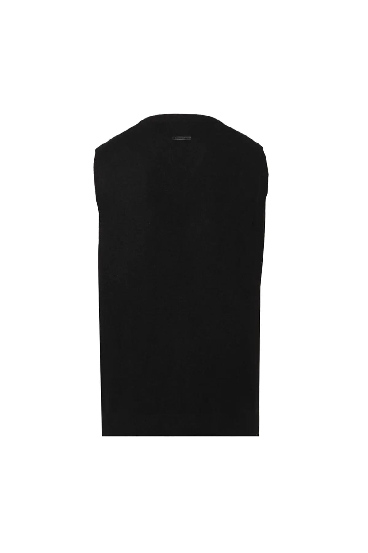 Siyah Saf Kamir Gio V Yaka Erkek Süveter Silk and Cashmere