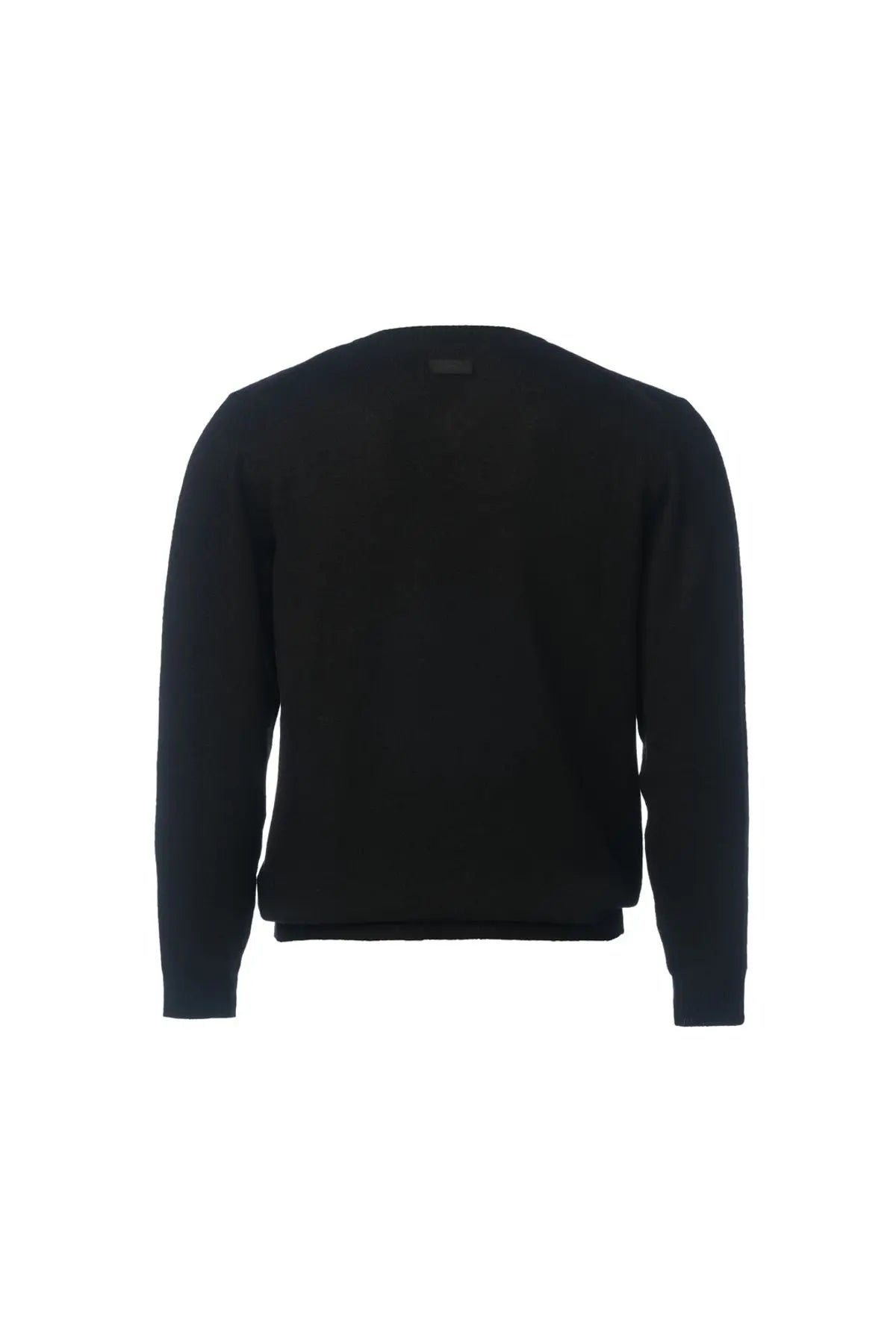 Siyah Saf Kamir V Yaka Uzun Kollu Vincent Erkek Kazak Silk and Cashmere