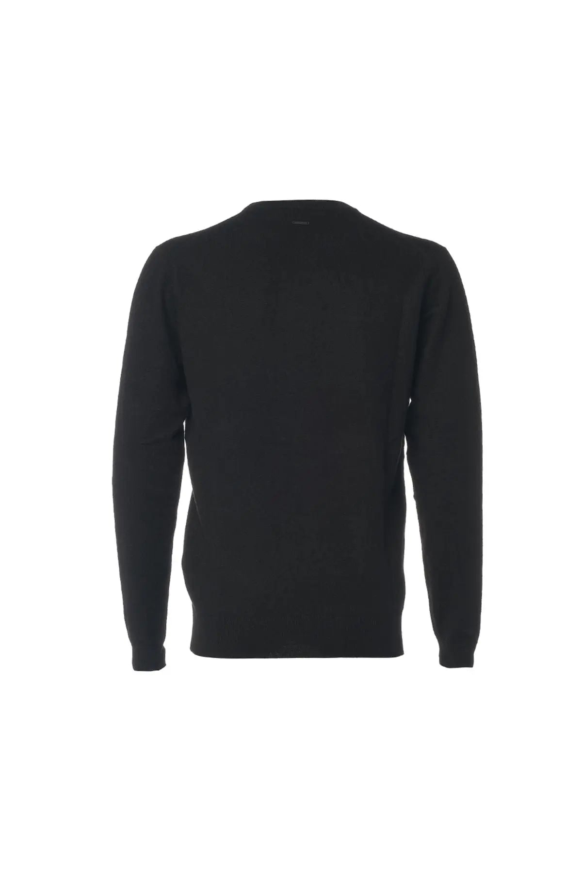 Siyah Saf Kamir Yuvarlak Yaka Uzun Kollu Vincent Kazak Silk and Cashmere