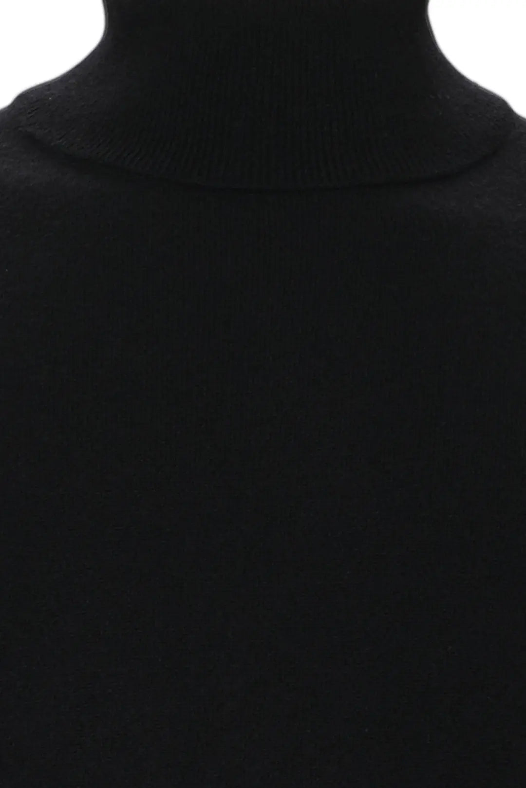 Siyah Saf Kaşmir Balıkçı Yaka Uzun Kollu Erkek Kazak Silk and Cashmere