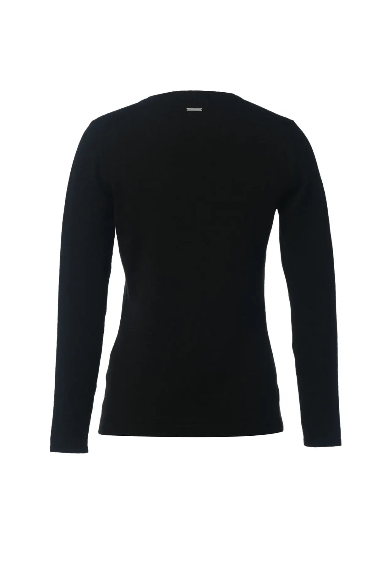 Siyah Saf Kaşmir Bar Basic V Yaka Uzun Kollu Hırka Silk and Cashmere