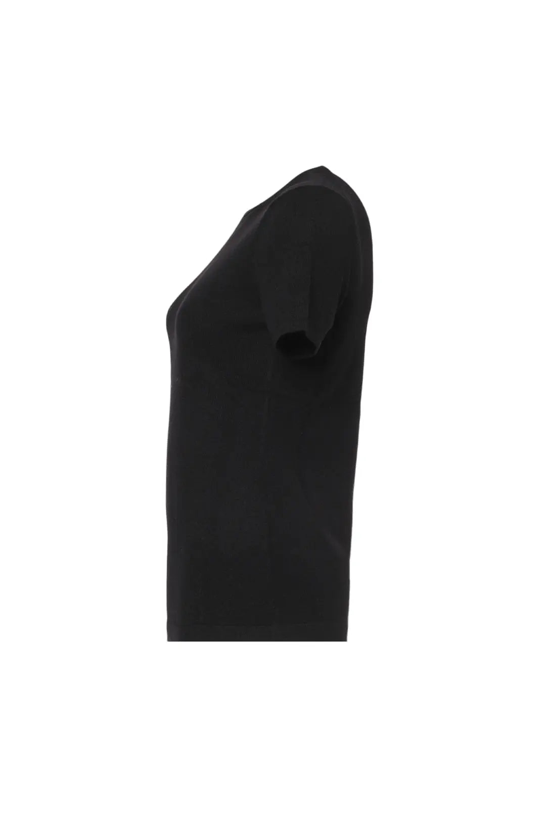 Siyah Saf Kaşmir Basic Yuvarlak Yaka Kısa Kollu Kadın Kazak Silk and Cashmere