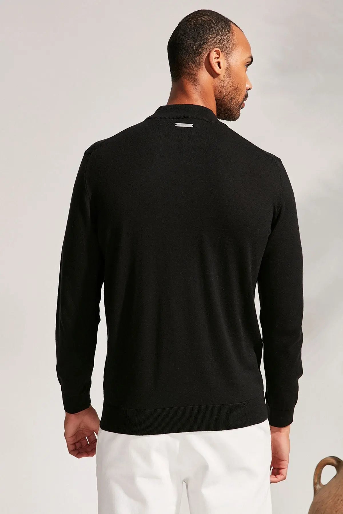 Siyah & More Clark Erkek Yarım Balıkçı Yaka Uzun Kollu Triko Silk and Cashmere