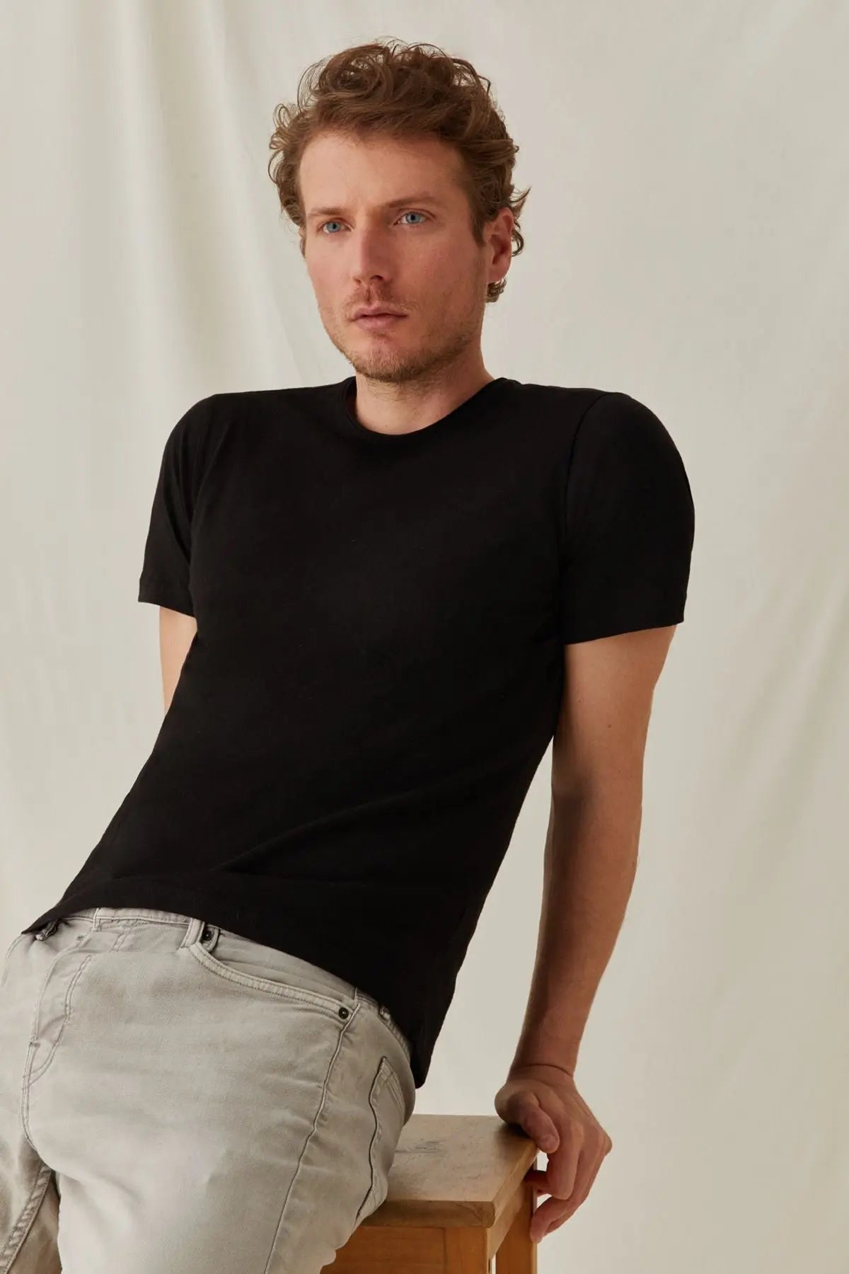 Siyah & More Pamuk Yuvarlak Yaka Kısa Kollu Tişört Silk and Cashmere