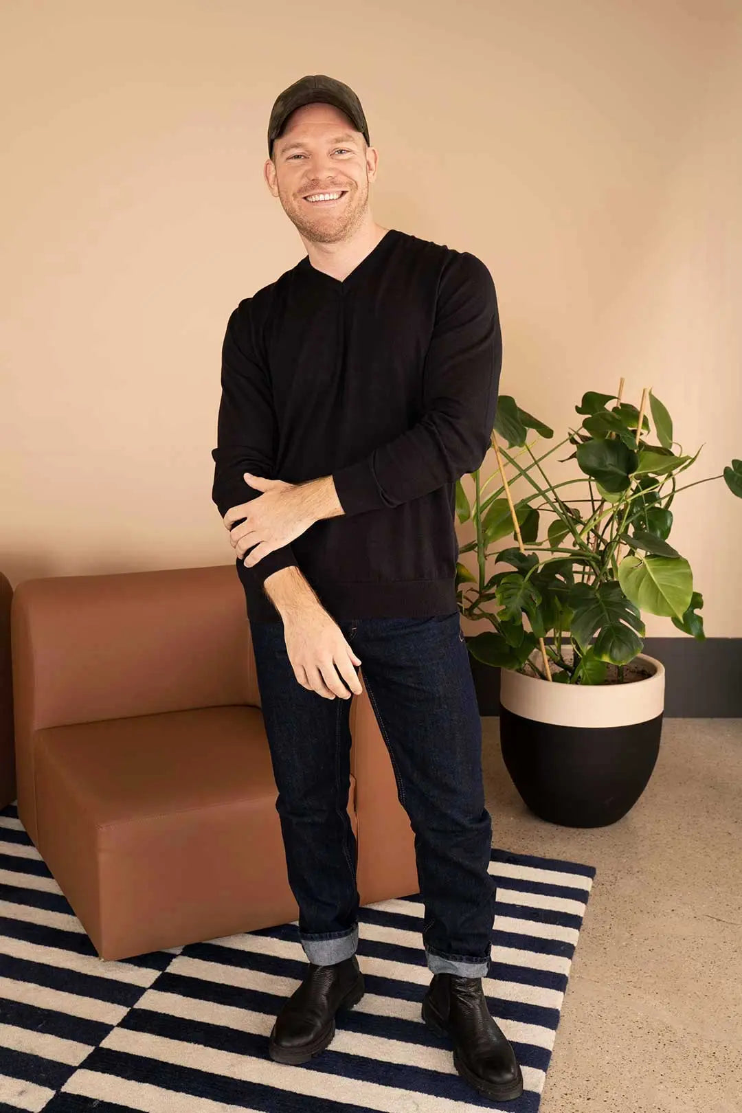 Siyah & More Tony Modal ve Pamuklu V Yaka Uzun Kollu Erkek Triko Silk and Cashmere