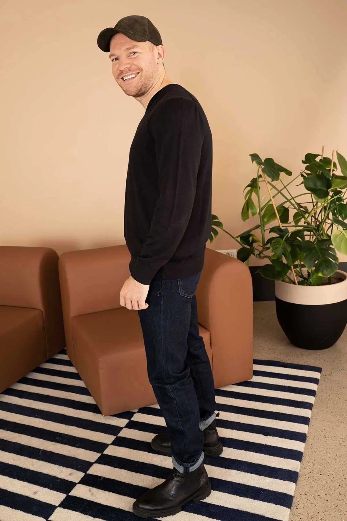 Siyah & More Tony Modal ve Pamuklu V Yaka Uzun Kollu Erkek Triko Silk and Cashmere