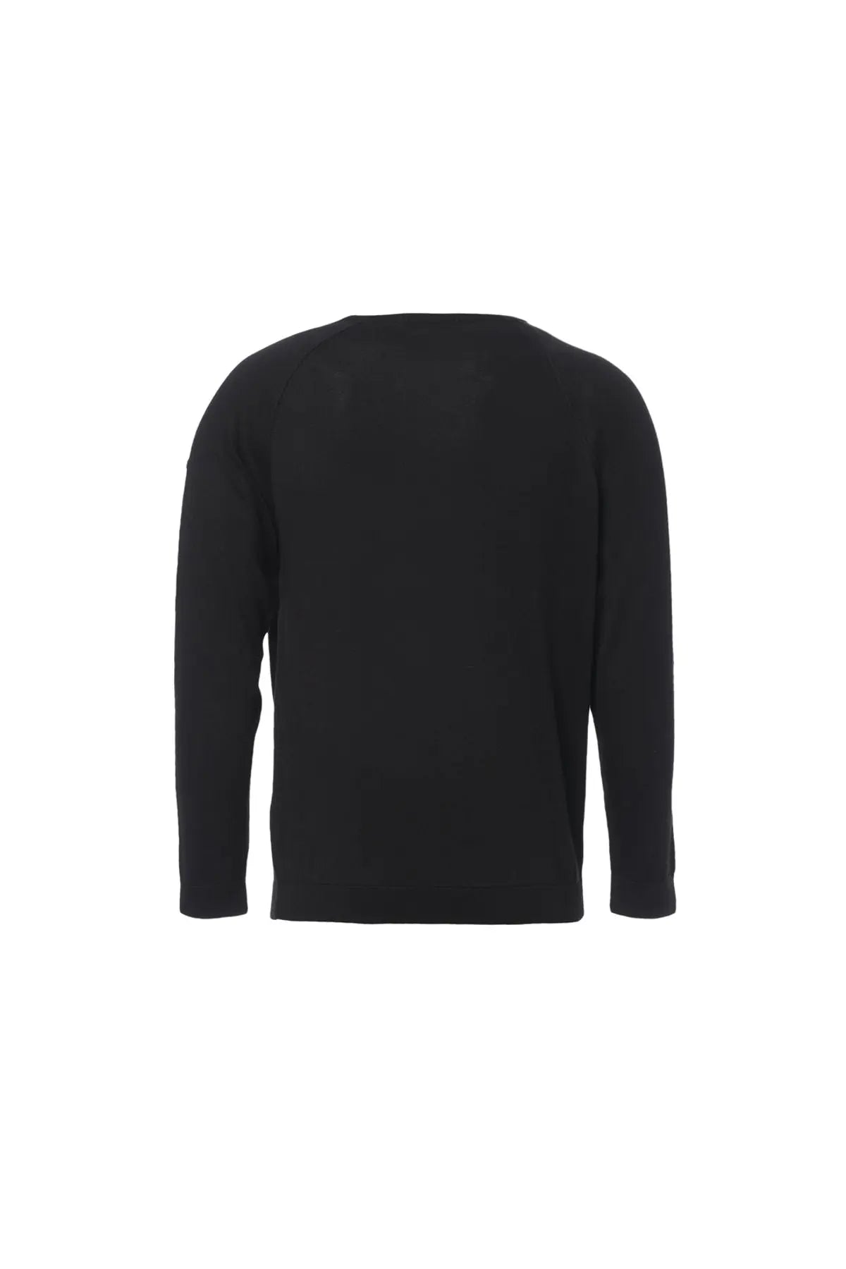 Siyah pek Pamuk Quentin Yuvarlak Yaka Uzun Kollu Erkek Triko Kazak Silk and Cashmere