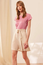 Taş Rengi & More Lia Rahat Kesim Kupro Şort Silk and Cashmere