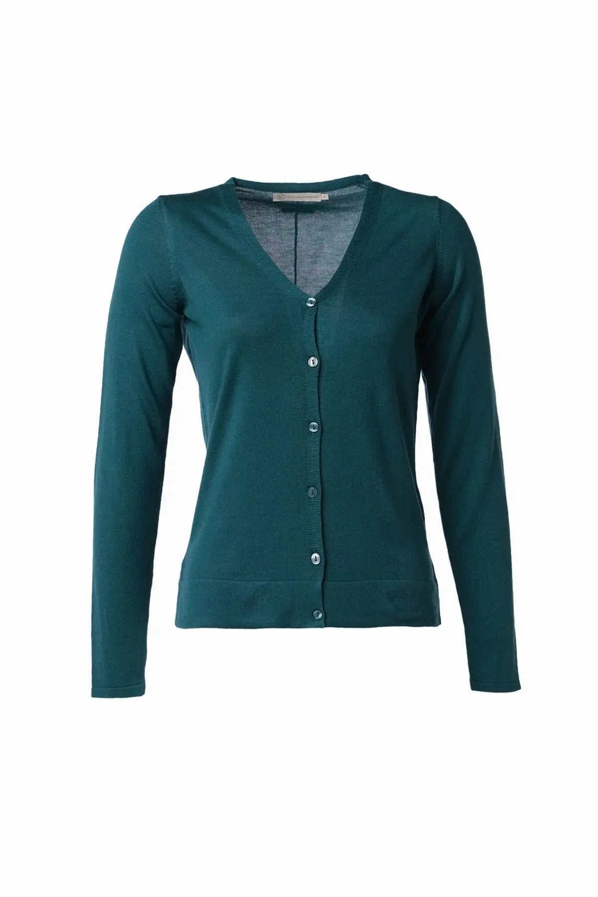 Tavuskusu İpek ve Kaşmir Düğmeli V Yaka Uzun Kollu Aleyna Hırka Silk and Cashmere