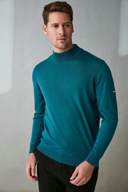 Tavuskusu İpek ve Kaşmir Yarım Balıkçı Yaka Uzun Kollu Utku Erkek Triko Silk and Cashmere