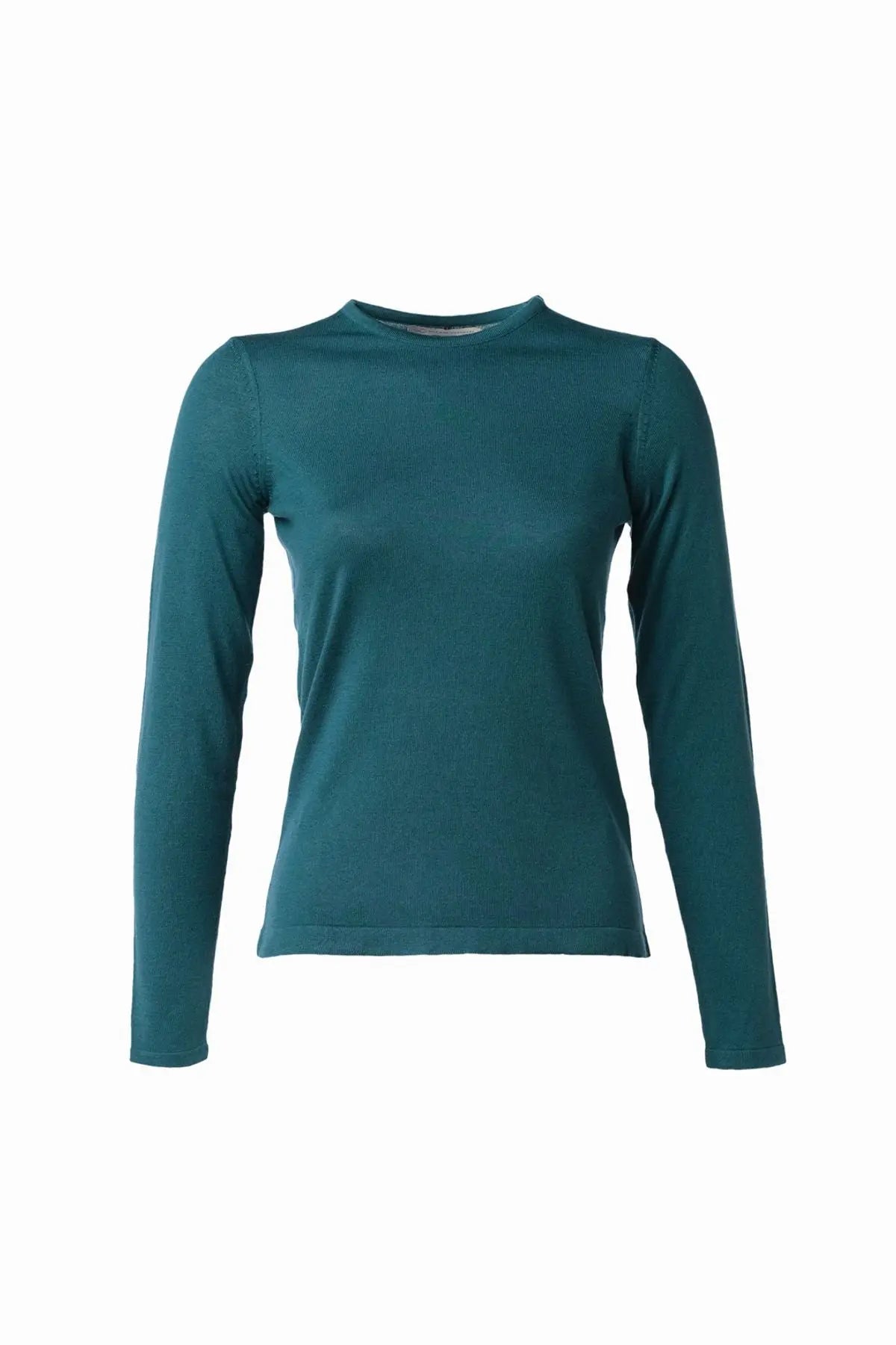 Tavuskusu İpek ve Kaşmir Yuvarlak Yaka Uzun Kollu Aleyna Triko Silk and Cashmere