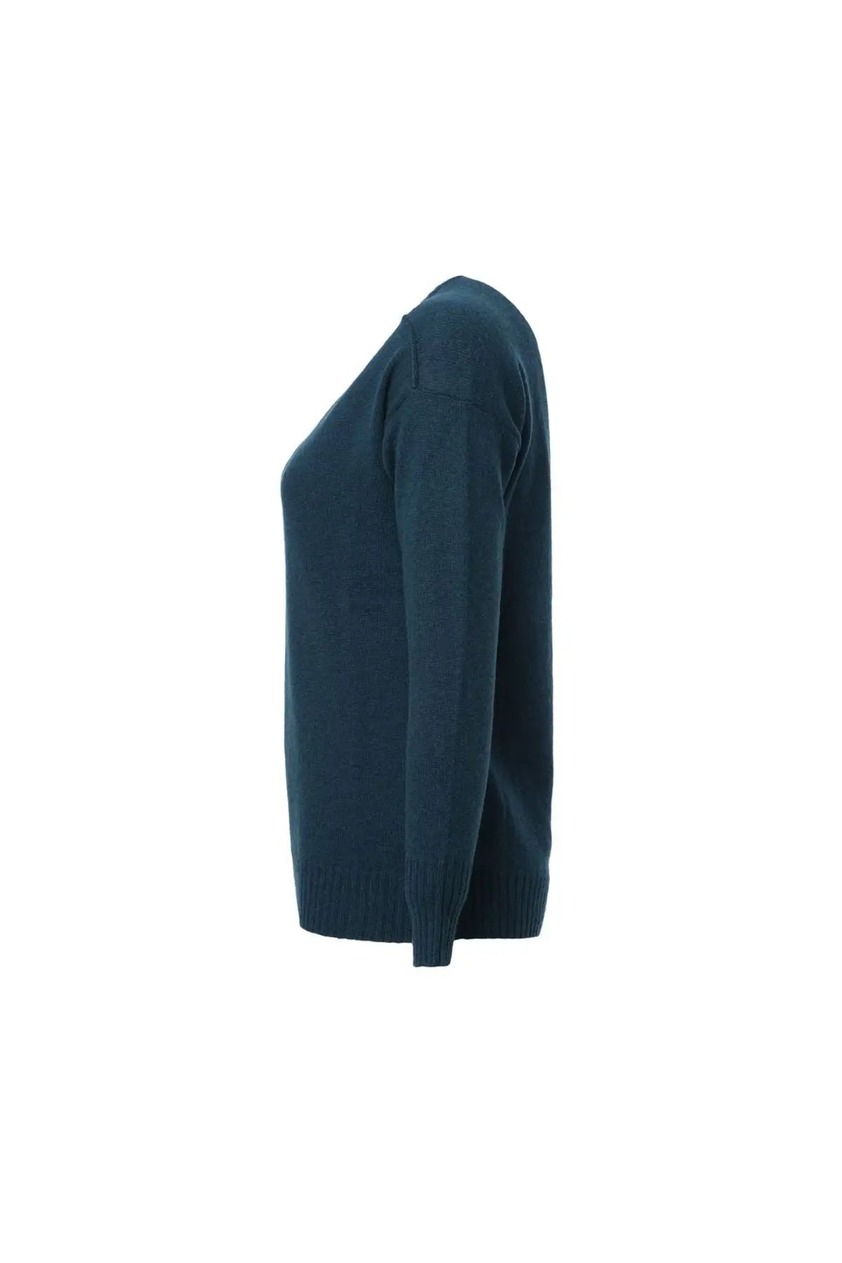 Tavuskusu Kaşmir ve Avustralya Yünü Carole Ters Dikiş Detaylı V Yaka Uzun Kollu Kazak Silk and Cashmere