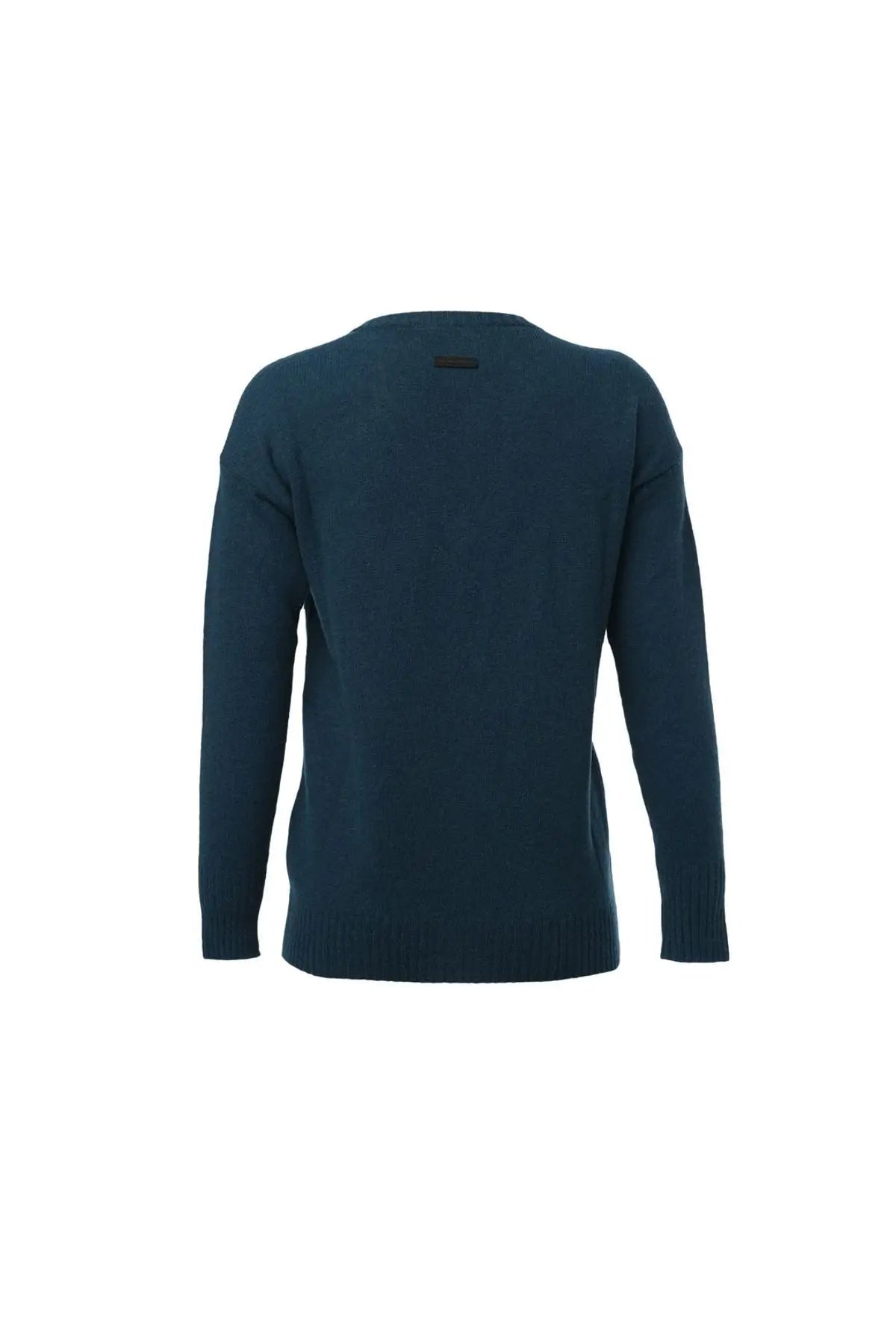 Tavuskusu Kaşmir ve Avustralya Yünü Carole Ters Dikiş Detaylı V Yaka Uzun Kollu Kazak Silk and Cashmere