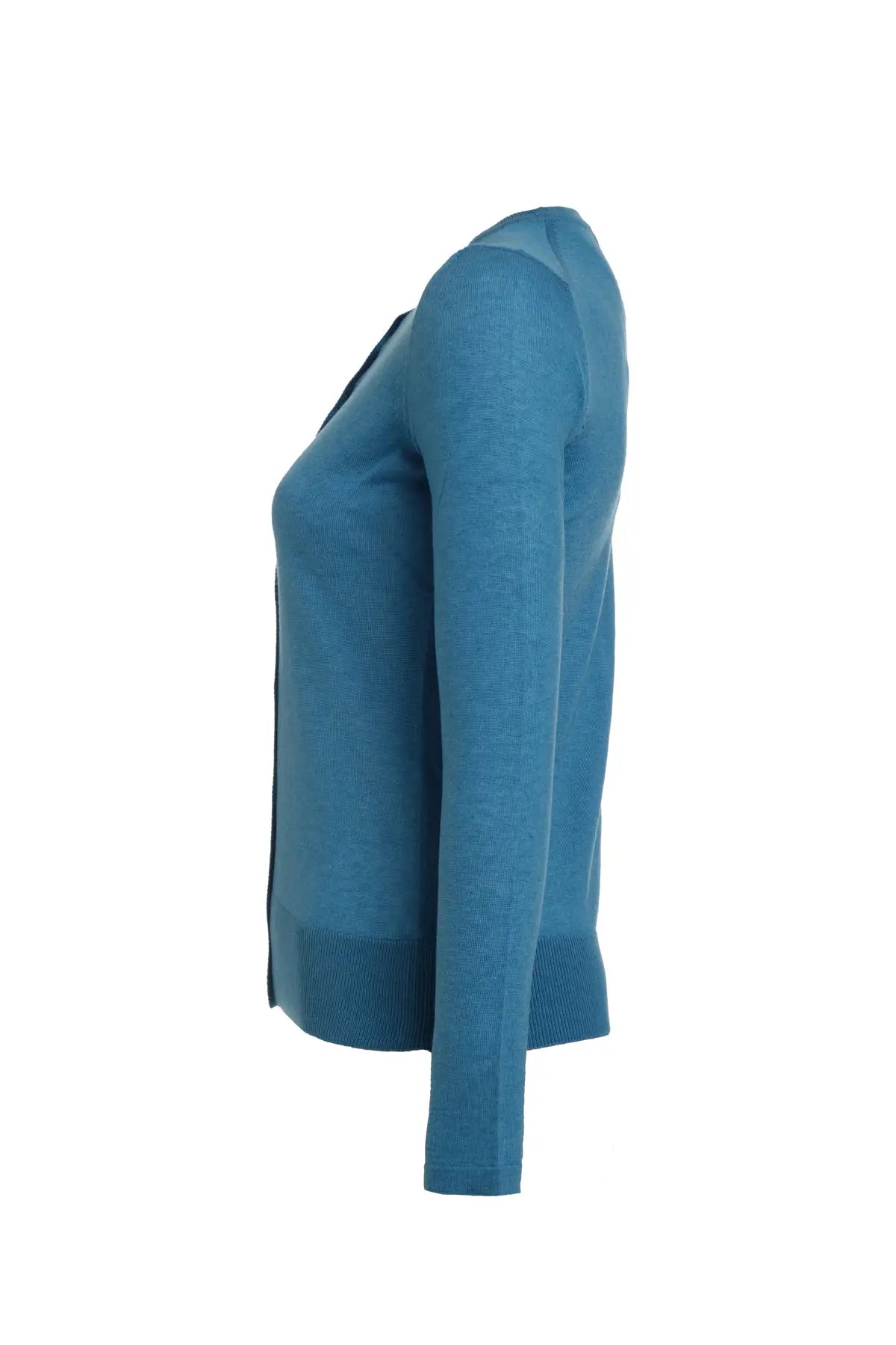 Turkuaz İpek Karışımlı Melinda Yuvarlak Yaka Uzun Kollu Hırka Silk and Cashmere