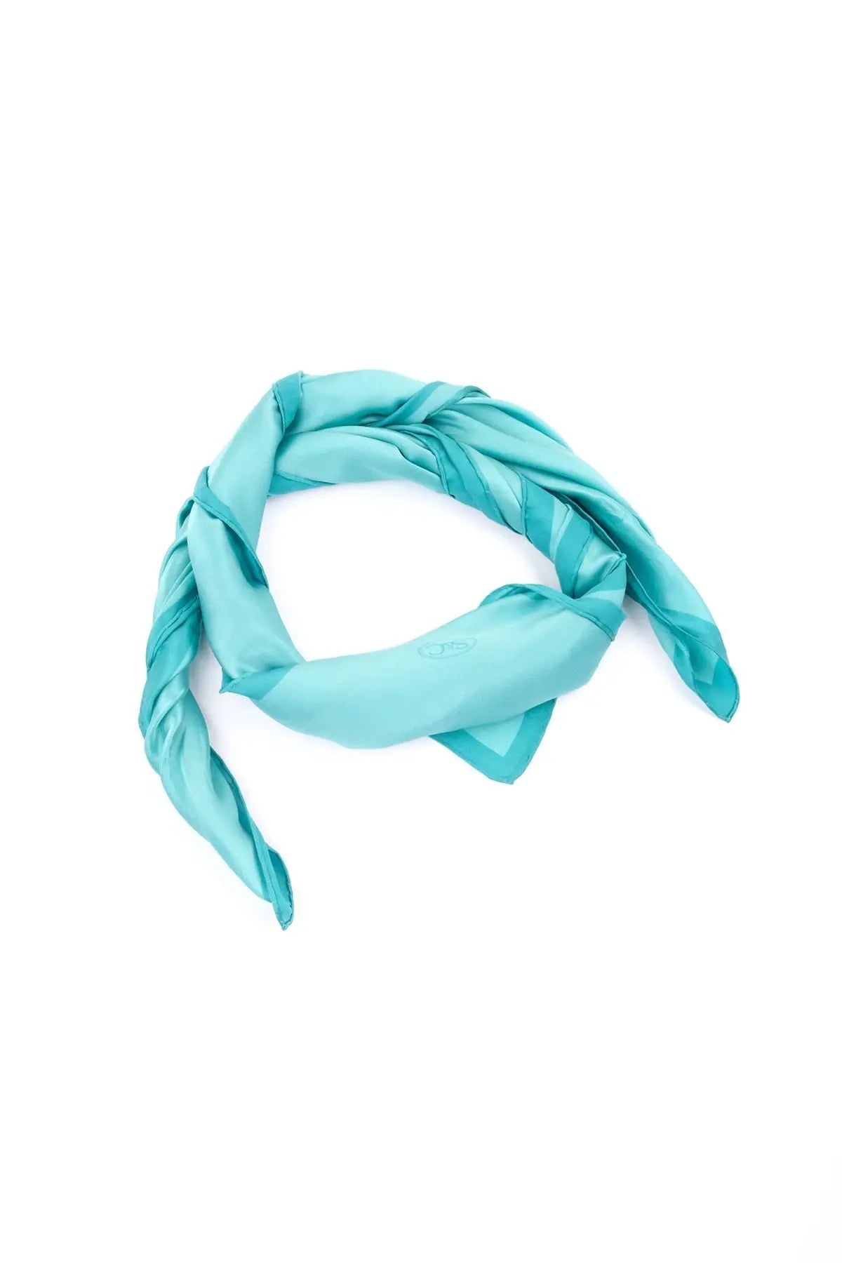 Turkuaz Saf İpek Düz Renk Kare Eşarp 90 x 90 cm Silk and Cashmere