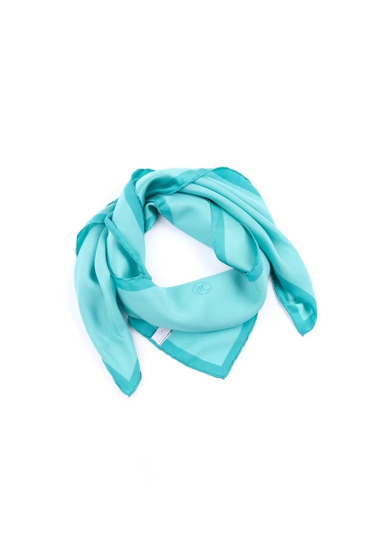 Turkuaz Saf İpek Düz Renk Kare Eşarp 90 x 90 cm Silk and Cashmere