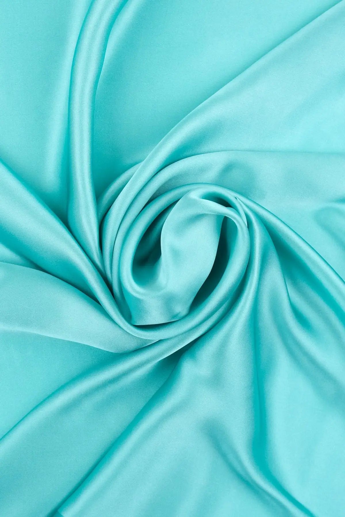 Turkuaz Saf İpek Düz Renk Kare Eşarp 90 x 90 cm Silk and Cashmere